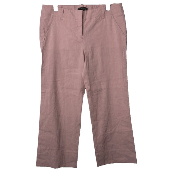 Theory Pink Linen Blend Cropped Pants Sz 8 Career Casual Pockets Lagenlook C18 - Picture 1 of 7
